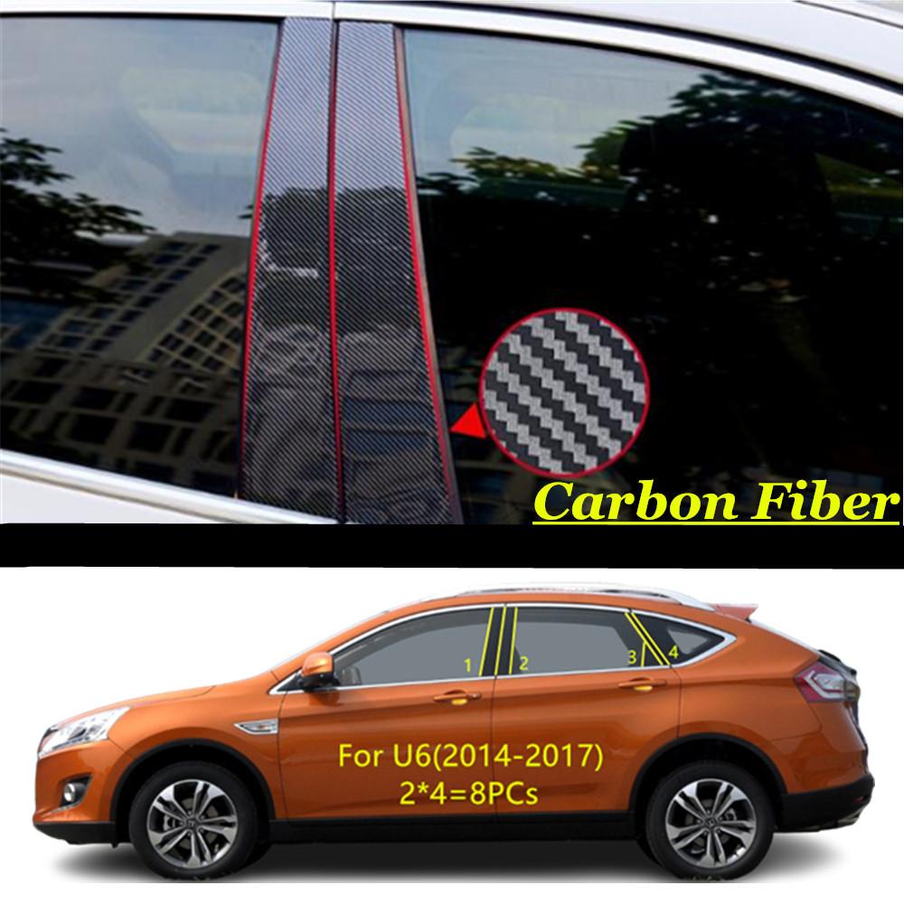 For LUXGEN 7 LUXGEN7 SUV 2011-2016/U6 2014-2017/U5 2017- Car PC Material Pillar Post Cover Door Trim Window Molding Sticker