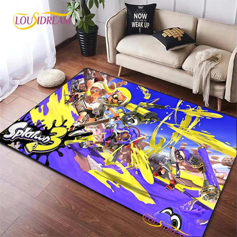Tappeto Cartone Animato Gioco Splatoon per Soggiorno Camera da Letto Decorazione Tappeti da Area Cucina Tappetino Antiscivolo Alfombra Regalo di Compleanno Tappetino Poster
