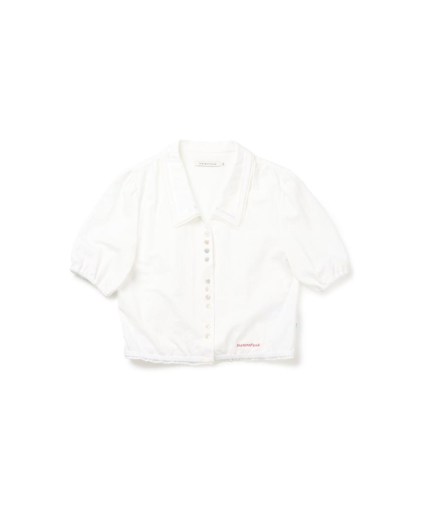 INSTANTFUNK Crop Short Sleeve Blouse - White
