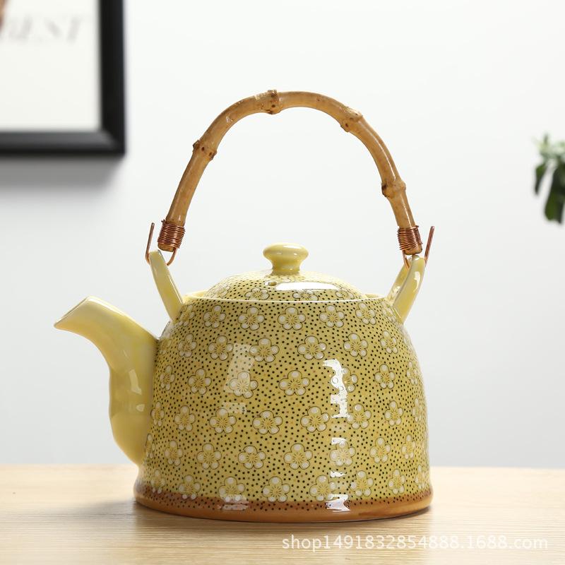 Large Capacity Ceramics High Temperature Resistant 800ML with Filter Ceramic Kettle Teapot Flower Pattern A Variety of Styles