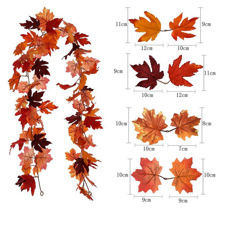 Artificial Autumn Fall Maple Leaves Garland For Home Party Decoration Vibrant Colors 175cm Long
