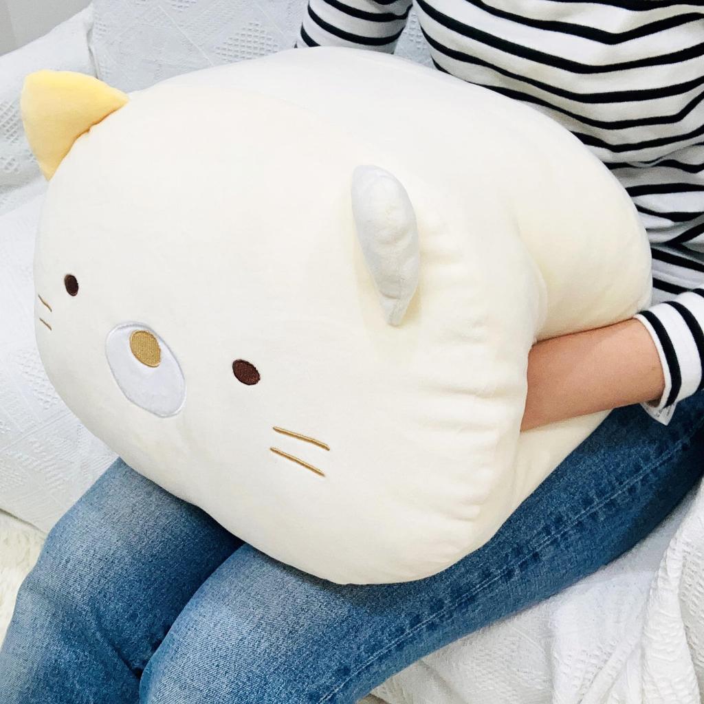MORIPiLO Sumikkogurashi Cat Body Pillow (Hug Me Cushion) Skin-Friendly Micro Fabric Plush Toy Nap Pillow Beige 40x25x20cm Character Pillow Morishita