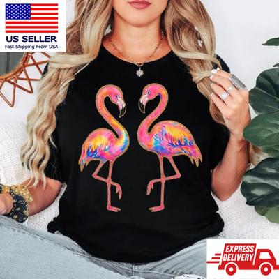 Colorful Flamingo Shirt Rainbow Flamingo Graphic Tee Summer Gift