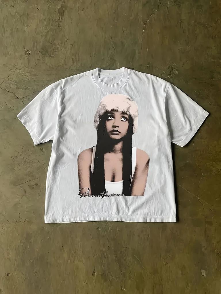 Punk Hip Hop Graphic Printing Casual Short Sleeve Y2K High Street T-Shirt Cotton Crew Neck High Quality Loose Streetwear Unisex