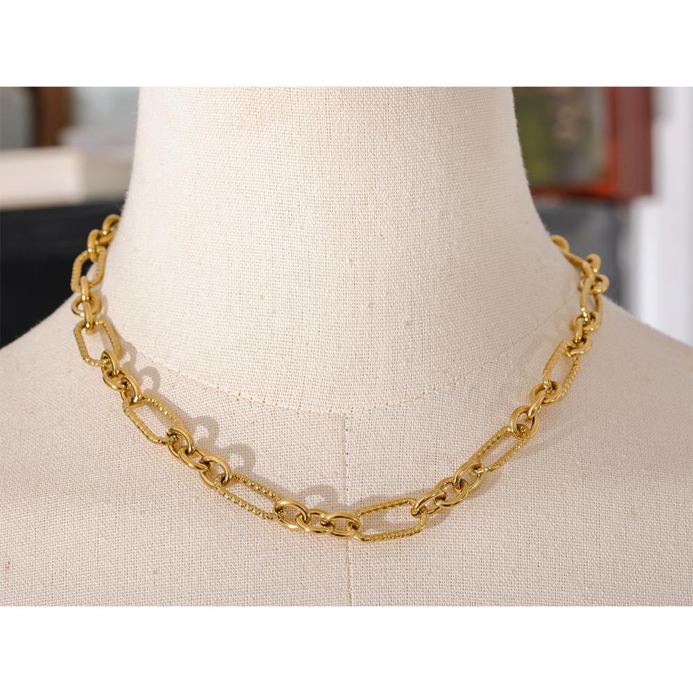 Yhpup Waterproof Stainless Steel Metal Handmade Neck Chain Necklace Bracelet for Women Statement Fashion Jewelry PVD Plated
