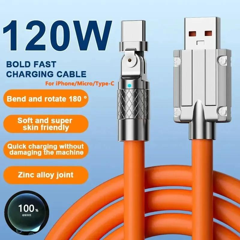 

The 180 ° USB-cable Type C for Fast Charging Liquid Silicone Cable Wire for Xiaomi Huawei Samsung USB Bold Data Transfer Line 1M помаранчевий