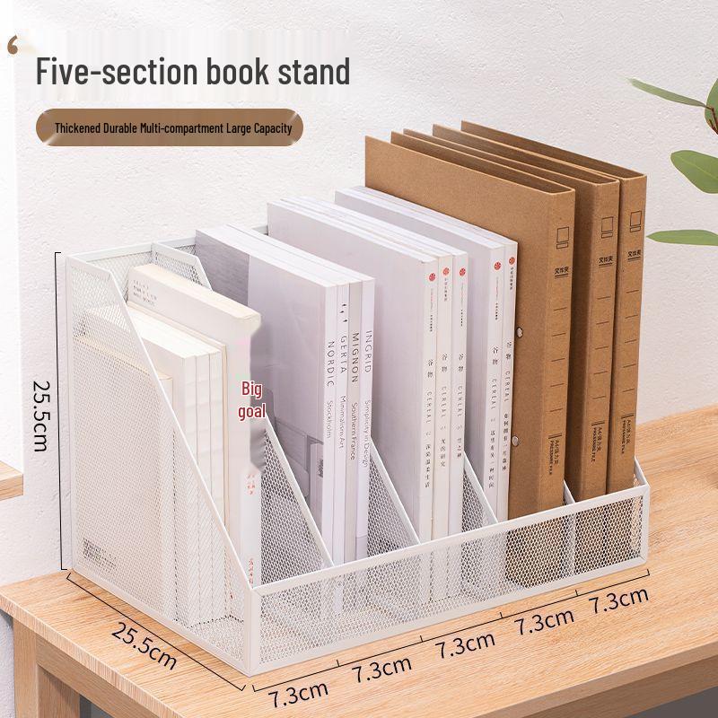 Wrought Iron Metal File & Pen Holder: Office File Rack & Bookshelf Organizer
