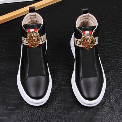 Fashion New Men's Cleats Men's Leather Loafers Men's Shoes Thick High-top Riding Boots Plus Size 46 A5