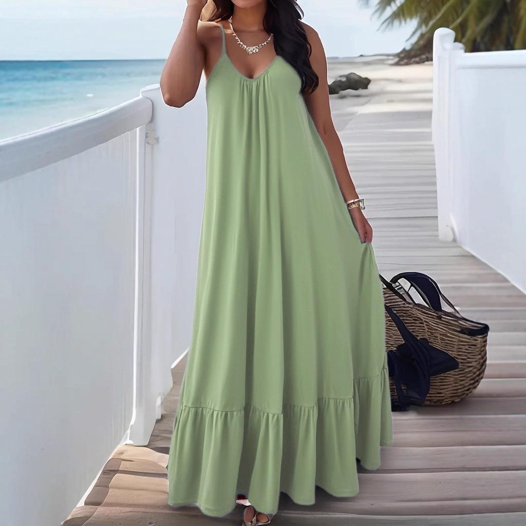 2026 Elegant Sexy Sleeveless Spaghetti Strap Solid Color Dress