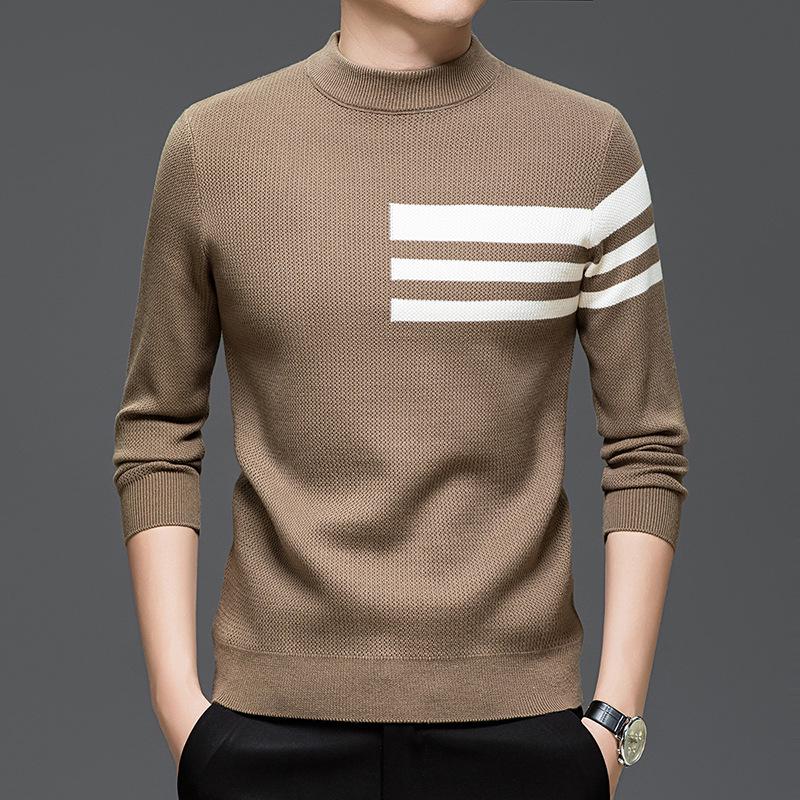 Men's High-End Knitwear Sweater - Autumn/Winter New Style, Round Neck, Long Sleeve, Fashionable Casual Base Layer for Middle-Aged and Young