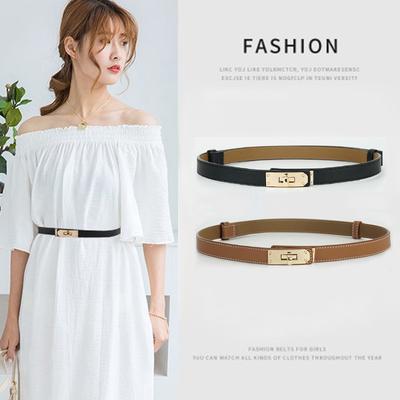 Women'S Belt Double-Sided Leather Belt Women'S Girdle Narrow Thin Dress Decorative Pure Cowhide Belt Women'S