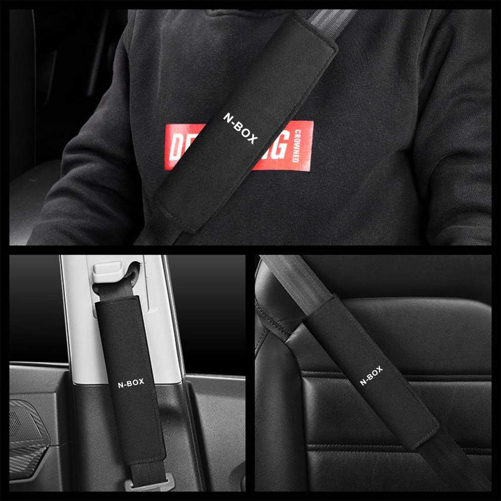 NBOX Seat Belt Covers and Car Soft and Secure Shoulder and Neck Reduces Suitable for Children and Set of Black Pads, Accessories, Comfortable,