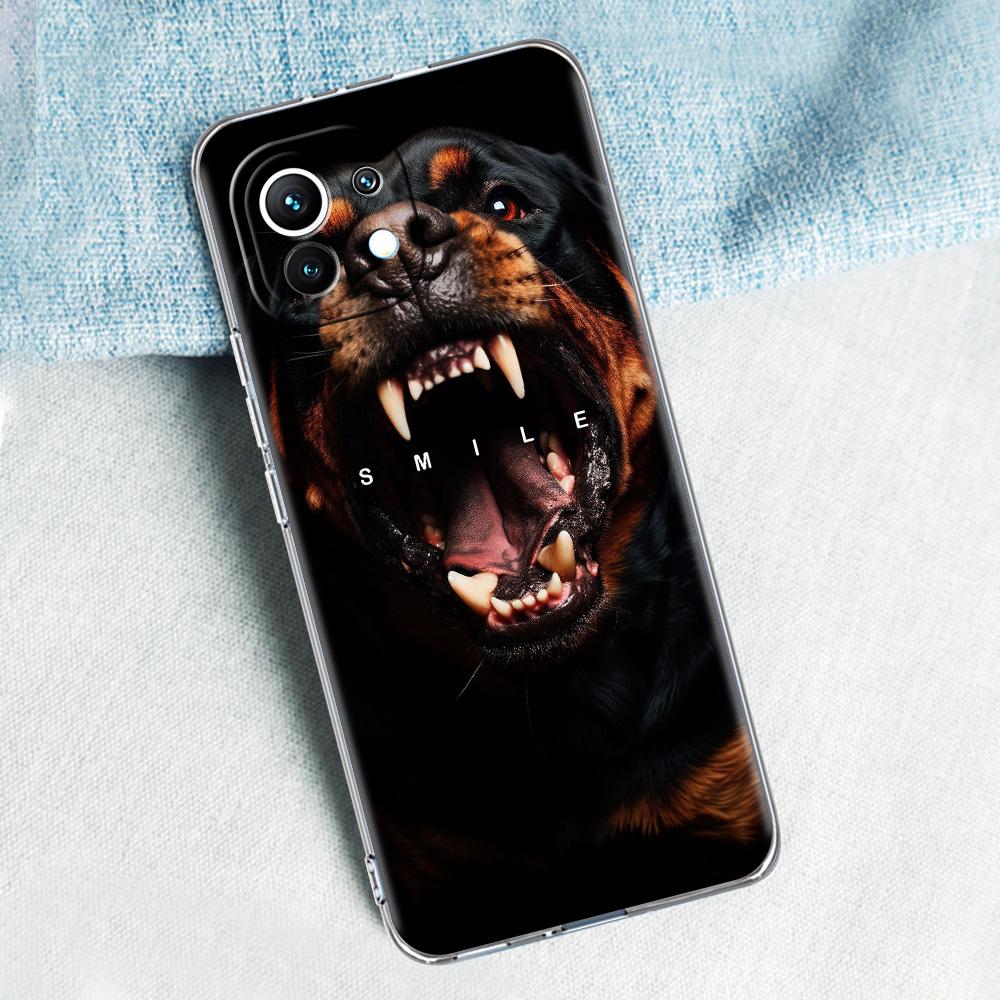 Phone Case For Xiaomi Mi 15 14 13 12 11 Lite 15T 13T 12T Pro Poco X7 X6 X5 Pro 5G X3 NFC F7 F6 F5 Clear Cover Rottweiler Dog