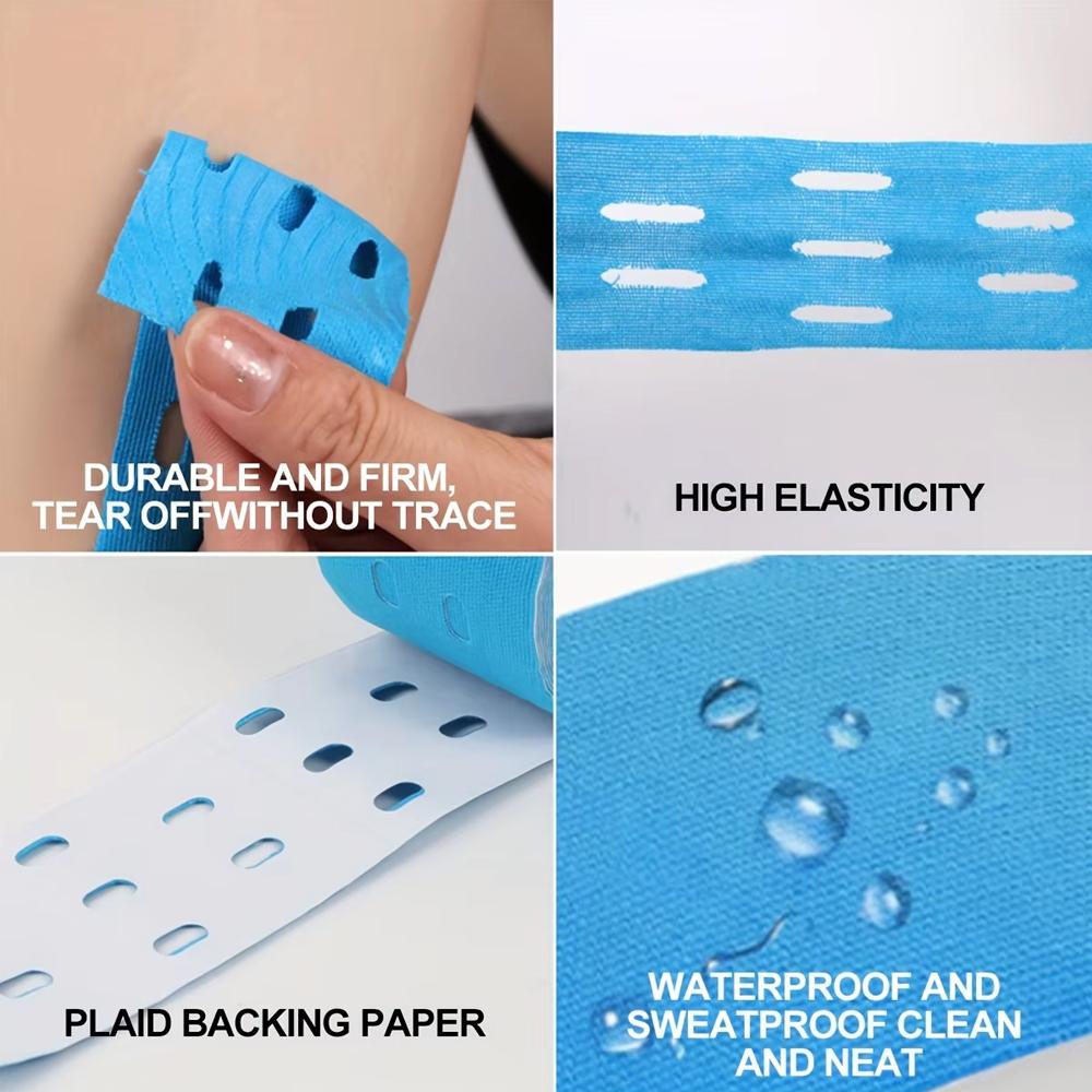 1 Roll Cotton Waterproof Kinesiology Tape For Sports Pain Relief Support Recovery Therapeutic Punch Hole Design