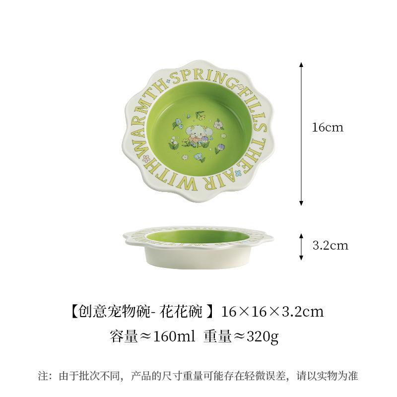 

Green Lace Cat Bowl Anti Chin Acne C eramic Pet Dish Cat Food Bowl Dog Water Bowl Anti Spill Feeder for Cats