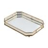 25 X 35 Cm Tray, Mirror Tray, Stones, Metal Decorative Tray, Candle Storage Organiser, Gold, Octagon Mirrored Tray for Birthdays