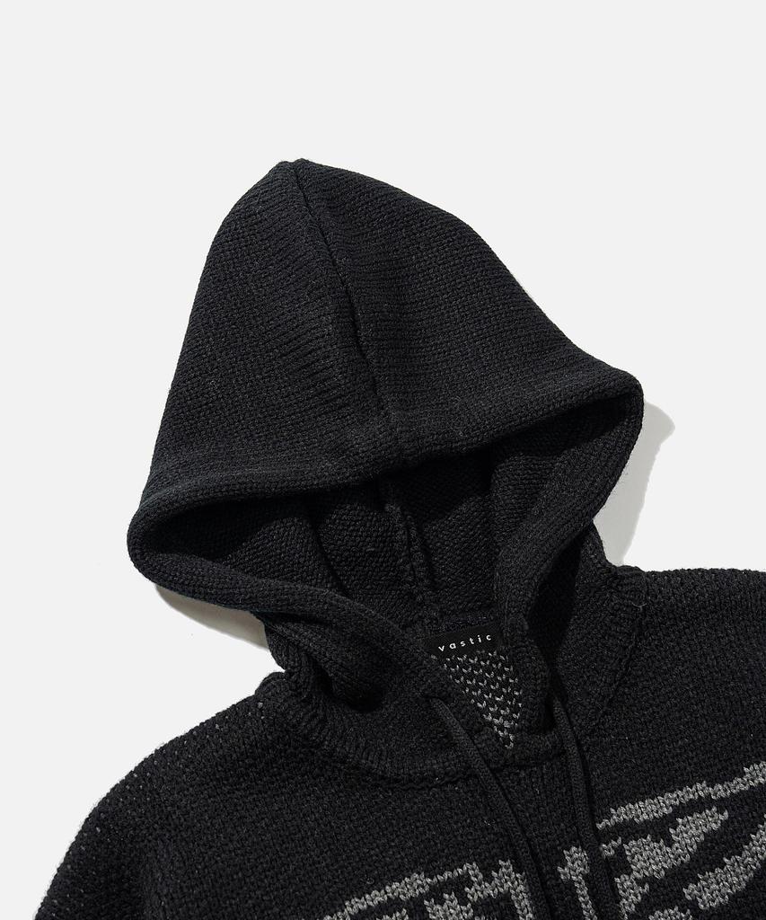 VASTIC Bone Jacquard Hoodie Knit_Black / Charcoal