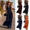 Weicher Stoff Jumpsuit Damen Ärmelloser Jumpsuit, Reißverschluss Stehkragen Weites Bein Entspannte Passform Hosen Strampler, Lässige Sommer Einteiler Outfits mit Taschen
