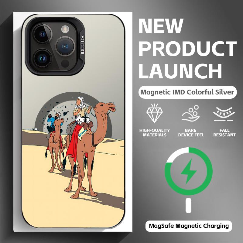 T-Tintin A-Adventures Phone Case black magnetic IMD Colorful Silver Suitable case for iPhone17 16 15 14 13 12 11Pro Max