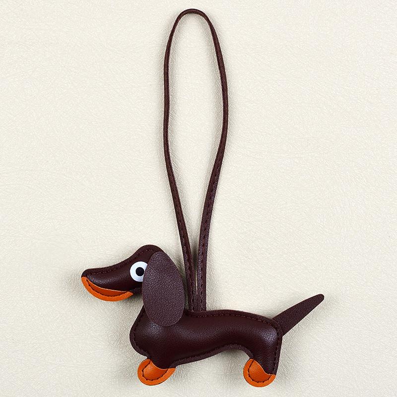 Dopamine Dachshund Pendant Bag Versatile Pendant Niche PU Cute Fashion Puppy Car Keychain Accessories