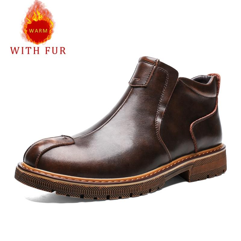

Модные осенние и зимние мужские ботинки Модный британский стиль дизайна Уличный мотоцикл Повседневный деловой офисный вечерний кожаный обувь 44