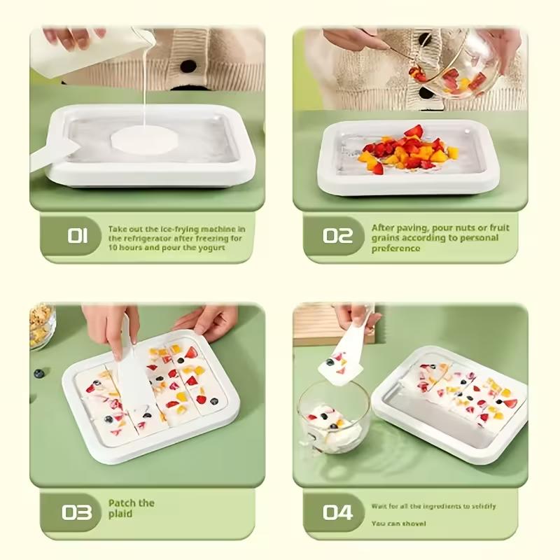 Ice Cream Maker Pan Multifunctional with 2 Scrapers Ice Cream Maker Plate DIY Cold Sweet Fried Food Plate Rolled Ice Cream Maker