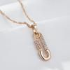 Personality Pin Shape Pendant Necklace for Women Rose Gold Color Zircon Pendant Fine Jewelry for Daily Wear