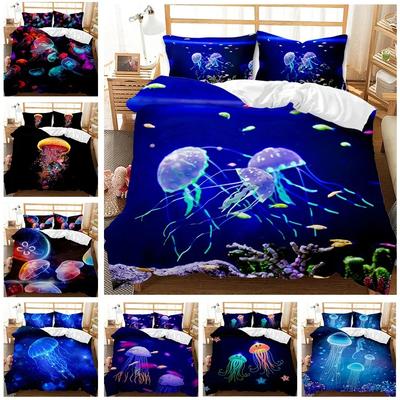 Set Biancheria da Letto Medusa 3D 3 Pezzi Matrimoniale Copripiumino Stampato Medusa Copripiumino Morbido in Poliestere per Adulto Adolescente Bambino Ragazzo