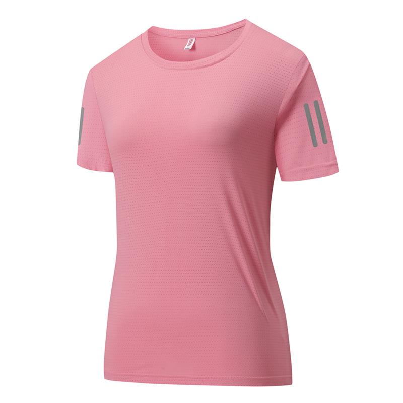 Couples' Quick-Dry Ice Silk T-Shirt - Breathable, Solid Color, Three Stripes, Round Neck, Perfect for Outdoor Running and Sports