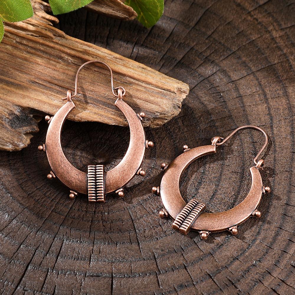 Vintage Ethnic Creative Texture Geometric Hanging Earrings for Women Boho Exquisite Hollow Carved Vacation Earrings Jewelry