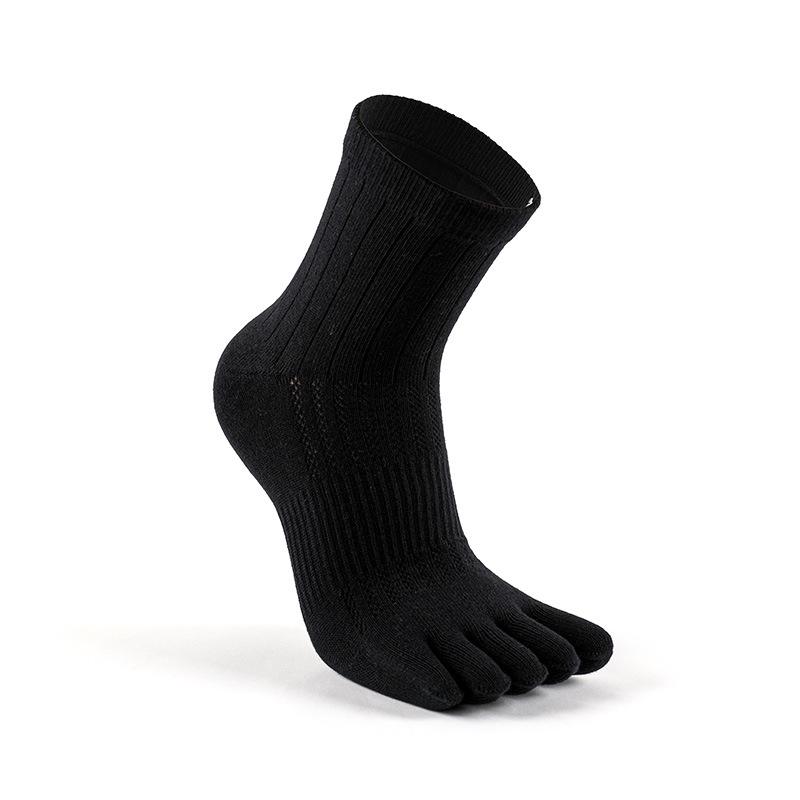 MEIKAN Men s Five-Finger Breathable Split-Toe Cotton Running Mid-Calf Socks 39-42 чёрный