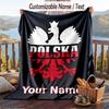 Flannel Blanket Poland Print Custom Name Text Soft Throw for Sofa Bed