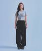 BORN TO WIN W Camo B Logo Semi Crop T-Shirts [Melange Grey]