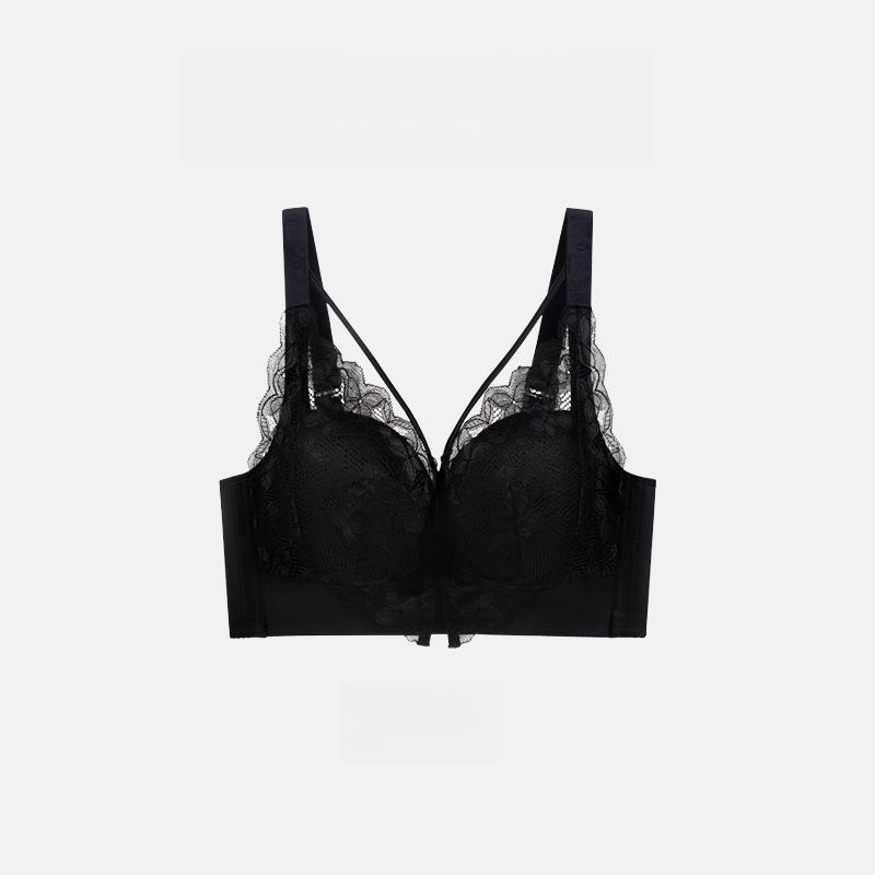 

Large Size Thin Bra Full Cup Bra Women s Underwire Gathering Bra Adjustable Bra Sexy Lace Bra 34/75C чорний