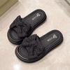 Fairy style with skirt slippers female outer wear 2025 summer new Internet celebrity fashion bow thick bottom sandals