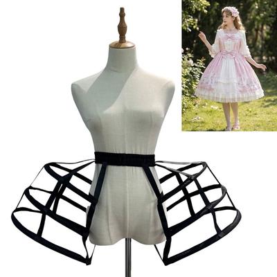 3 Hoops White Pannier Petticoat Elastic Waist Hollow Cage Underskirt Rococo Crinoline  Lolita