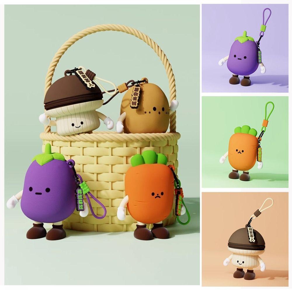New Silicone Storage Bag Vegetable Series Mini Earphone Bag Kawaii Coin Purse Kids