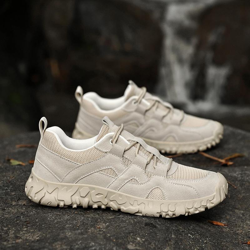 Men's Shoes 2025 Summer New Outdoor Breathable Mesh Non-slip Sports Shoes Low-top Travel Lace-up Hiking Casual Shoes