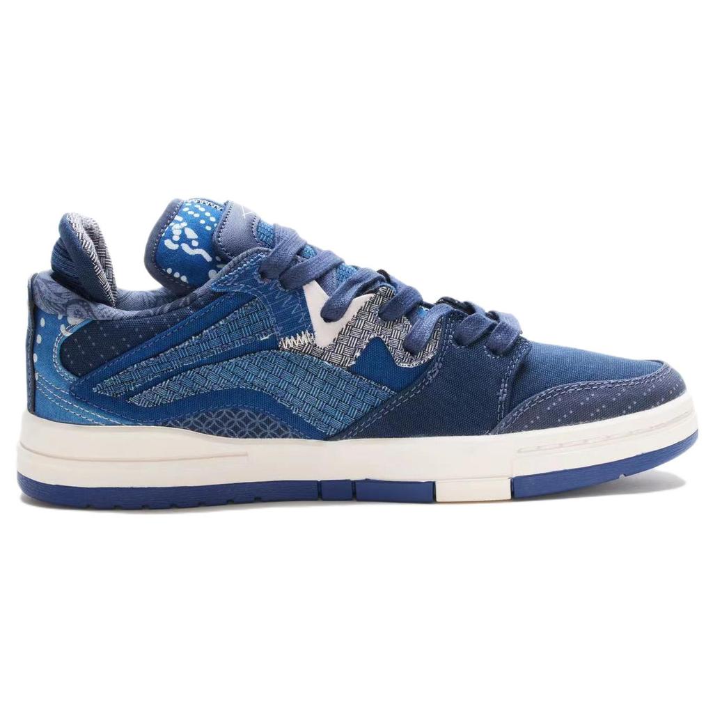 New LiNing Wave Pro Anti Slip And Wear Resistant Breathable Low Top Skateboard Shoes Men's Blue AECS079-1