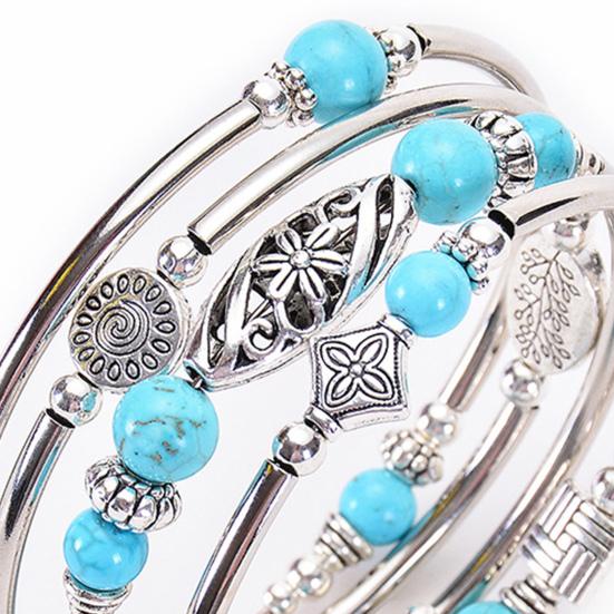 Beautiful Ethnic Hypoallergenic Female Bangle Turquoise Beads Wrap Bracelet Fashion Jewelry