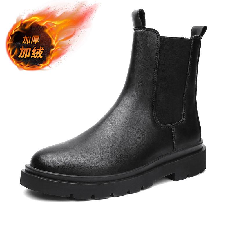 

Autumn and winter men s high-top Martin boots, young people wear black cotton shoes, new fashion casual shoes 39