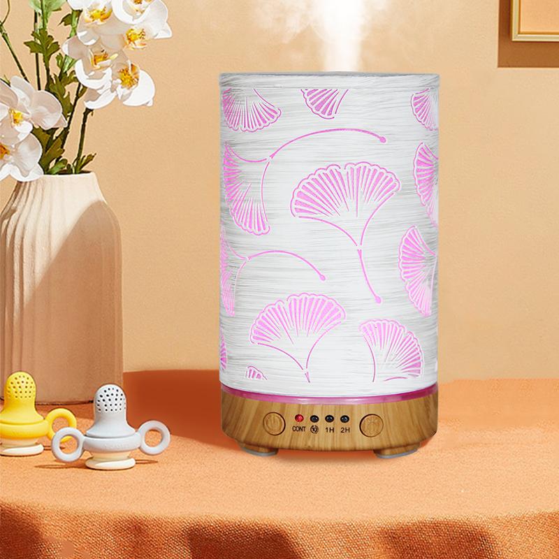 Desktop Decorative Light Ginkgo Leaf Atmosphere Night Light Timed Aroma Diffuser Ultrasonic Air Humidifier with Auto Shut-off