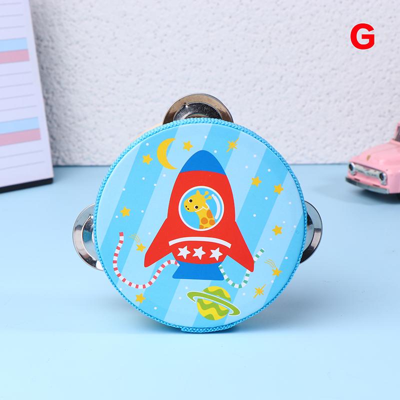 10CM Wooden Tambourine for Kids - Manual Percussion Hand Drum Educational Musical Instrument Game for Children