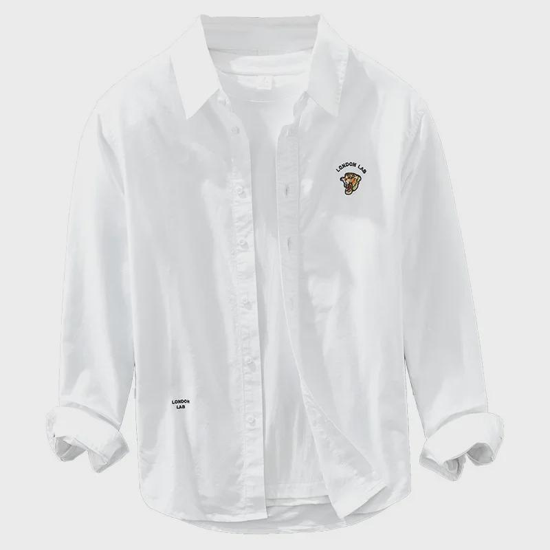 6633 Men's Oxford Long-Sleeve Embroidered Casual Shirt Jacket