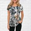 Summer Round Neck 3D Floral Patchwork Print T-shirts Fashionable Casual Short Sleeved Women's T-shirts