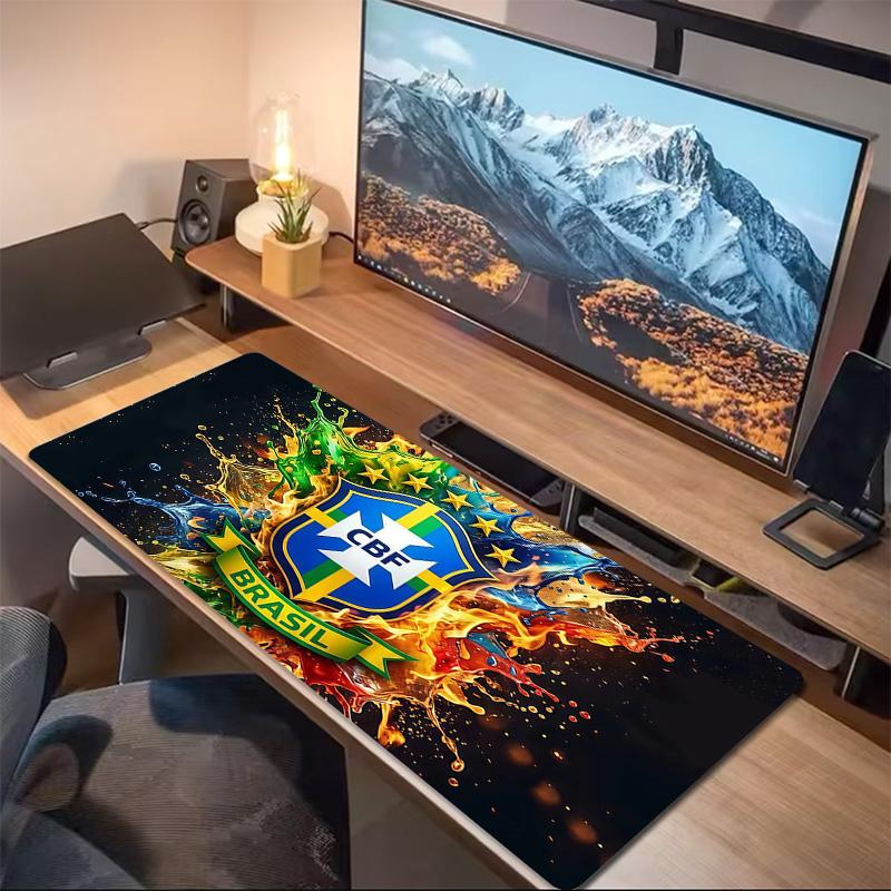 Brazil National Football Team2 Print Cushion Non-slip Laptop Tablet Big Mousepad XXL Mat Mini PC Playmat With Lock edge