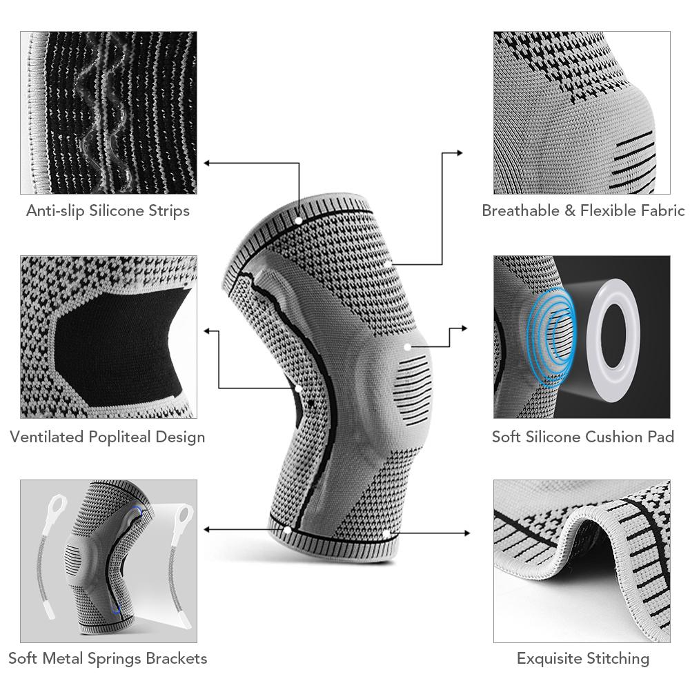 1pcs Knee Support Men Women Knee Brace with Side Stabilizers Silicone Pad Sports Knee Sleeves for