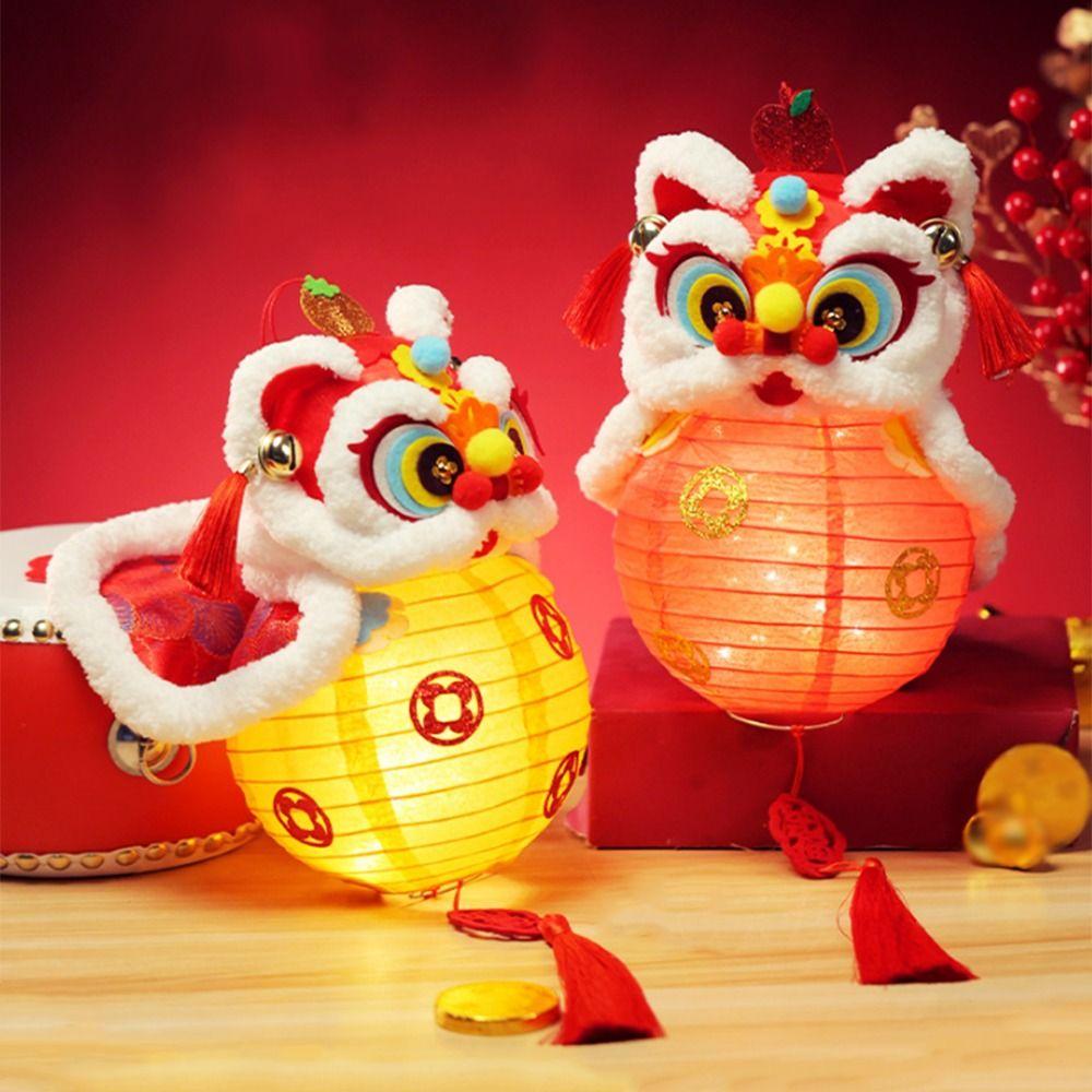 Handmade Glowing Lion Dance Lantern Glowing Mid-Autumn Festival Lantern  Mid-Autumn Festival