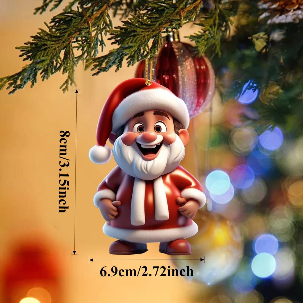 2D New Christmas Tree Decoration Pendant Santa Claus Acrylic Durable Material Xmas Gifts Home Decor Papai Noel Cosas Navideñas