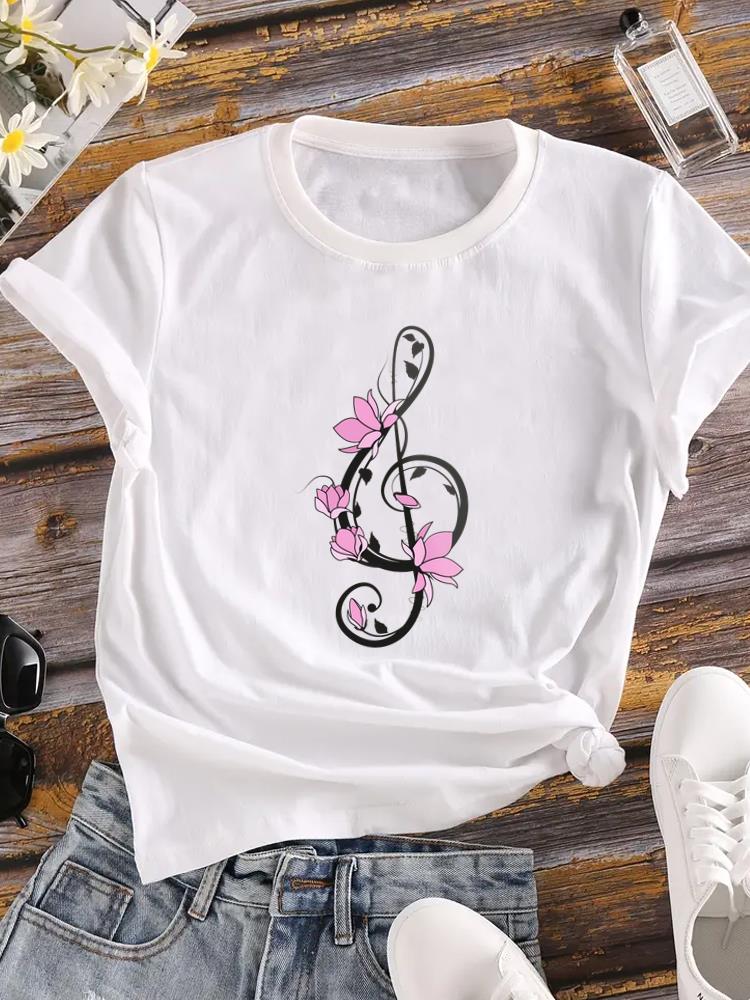 (Asian Size) Letter Lovely Lady O-neck T Shirt Clothing Printed Female Top Casual Fashion Women Graphic Tee Short Sleeve T-shirts